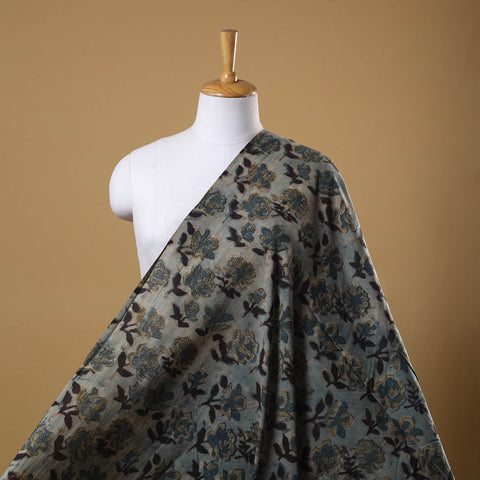 Grey Natural Dyed Bagru Ajrakh Dabu Print Fabric