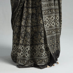  Brown Natural Dyed Block Print Mul Cotton Ajrakh Saree