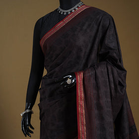 Grey Block Print Natural Dyed Cotton Bagh Saree