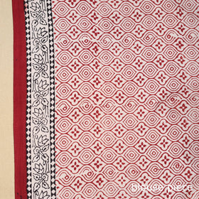 Grey Block Print Natural Dyed Cotton Bagh Saree