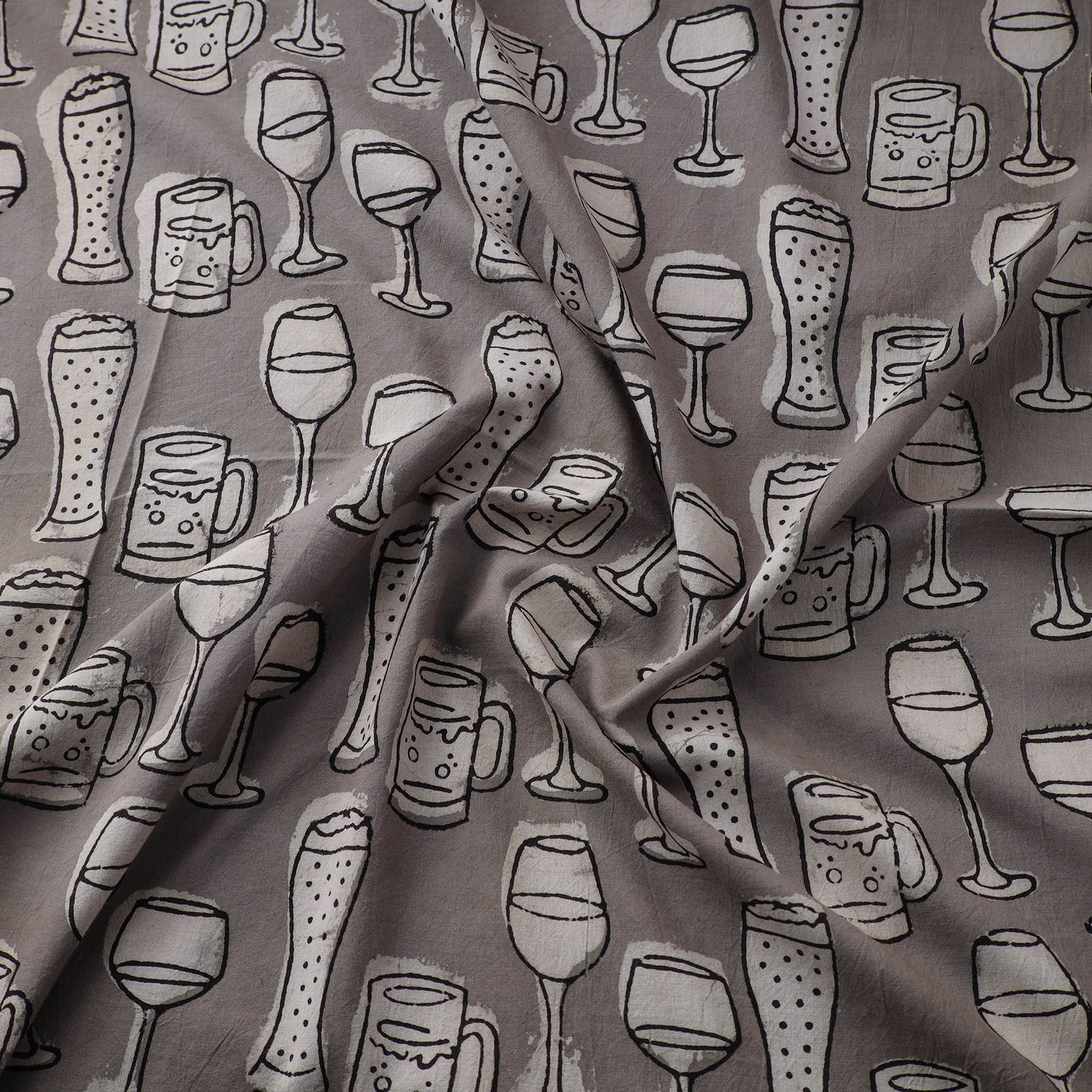 Grey - natural dyed cotton bindaas fabric - keeping it mild