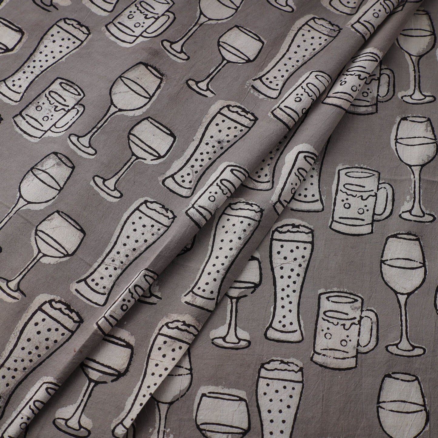 Grey - natural dyed cotton bindaas fabric - keeping it mild