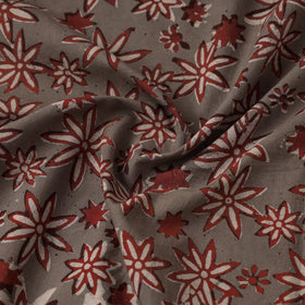 Grey Natural Dyed Cotton Bindaas Block Print Fabric