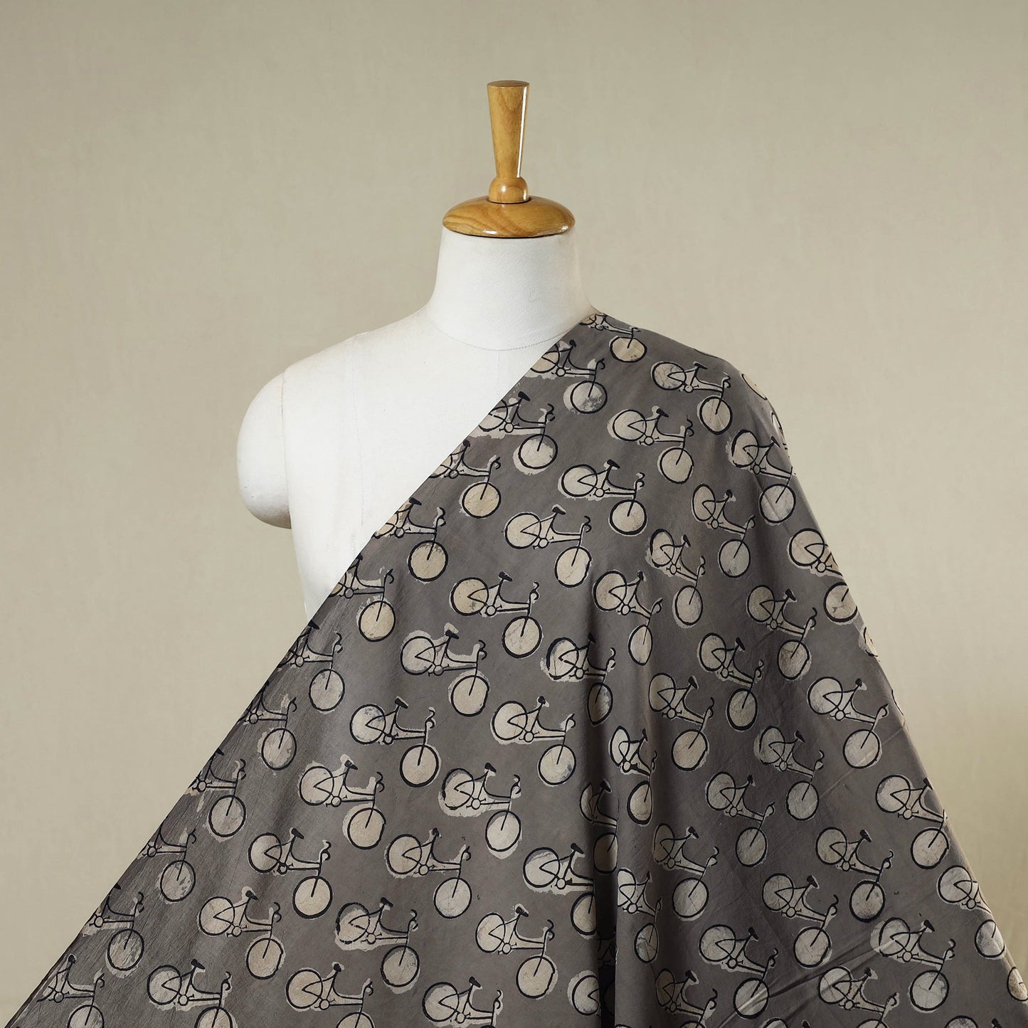 Grey - natural dyed cotton bindaas fabric - wheelie wonder