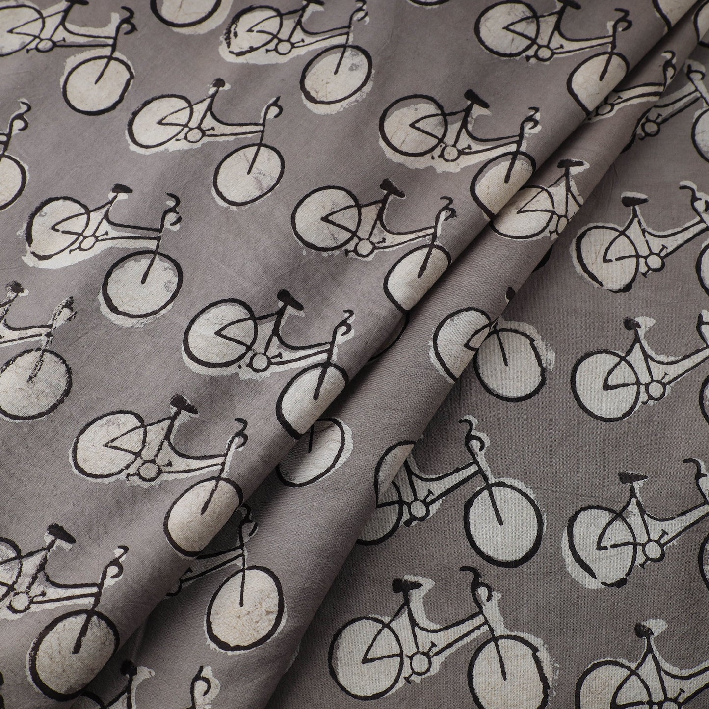 Grey - natural dyed cotton bindaas fabric - wheelie wonder