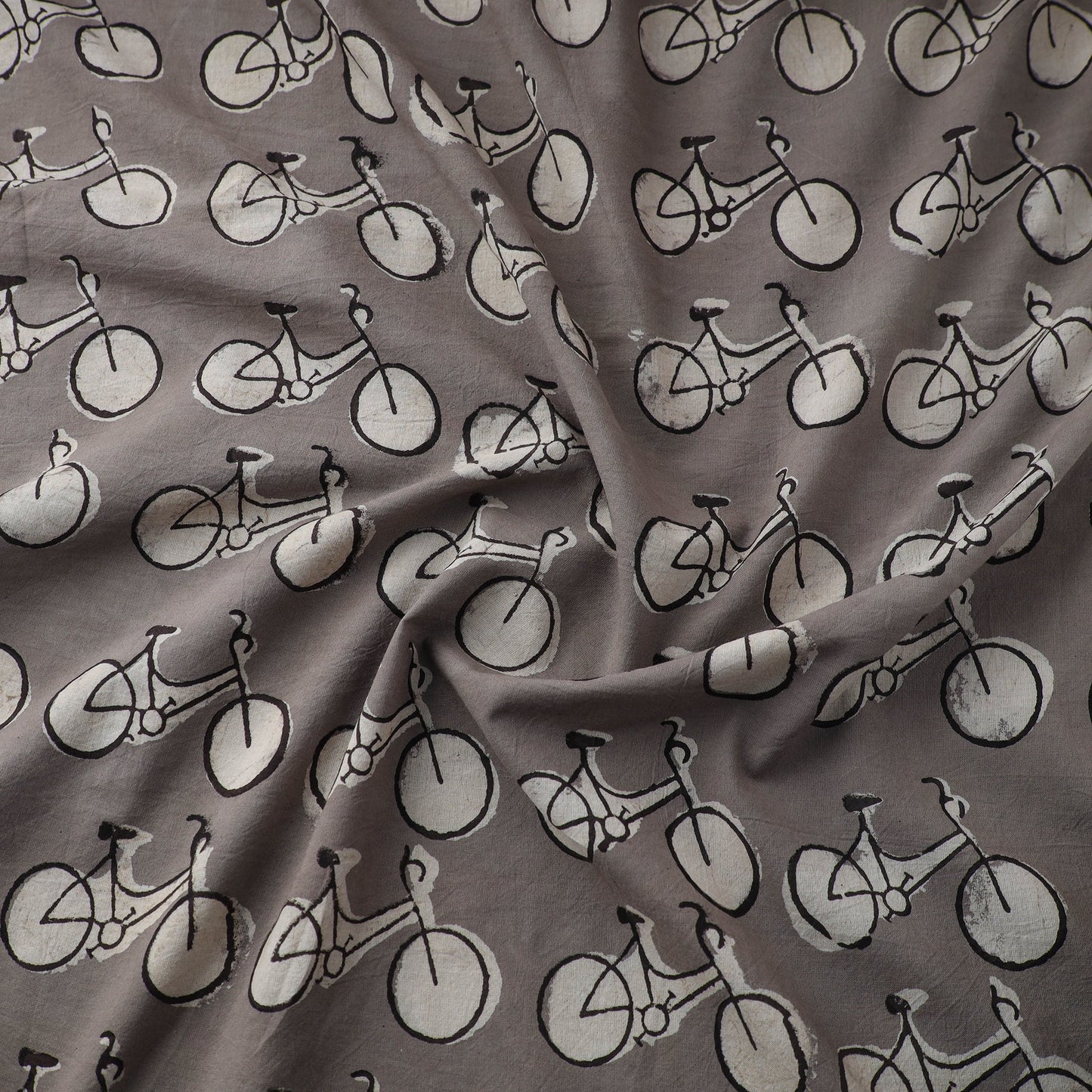 Grey - natural dyed cotton bindaas fabric - wheelie wonder