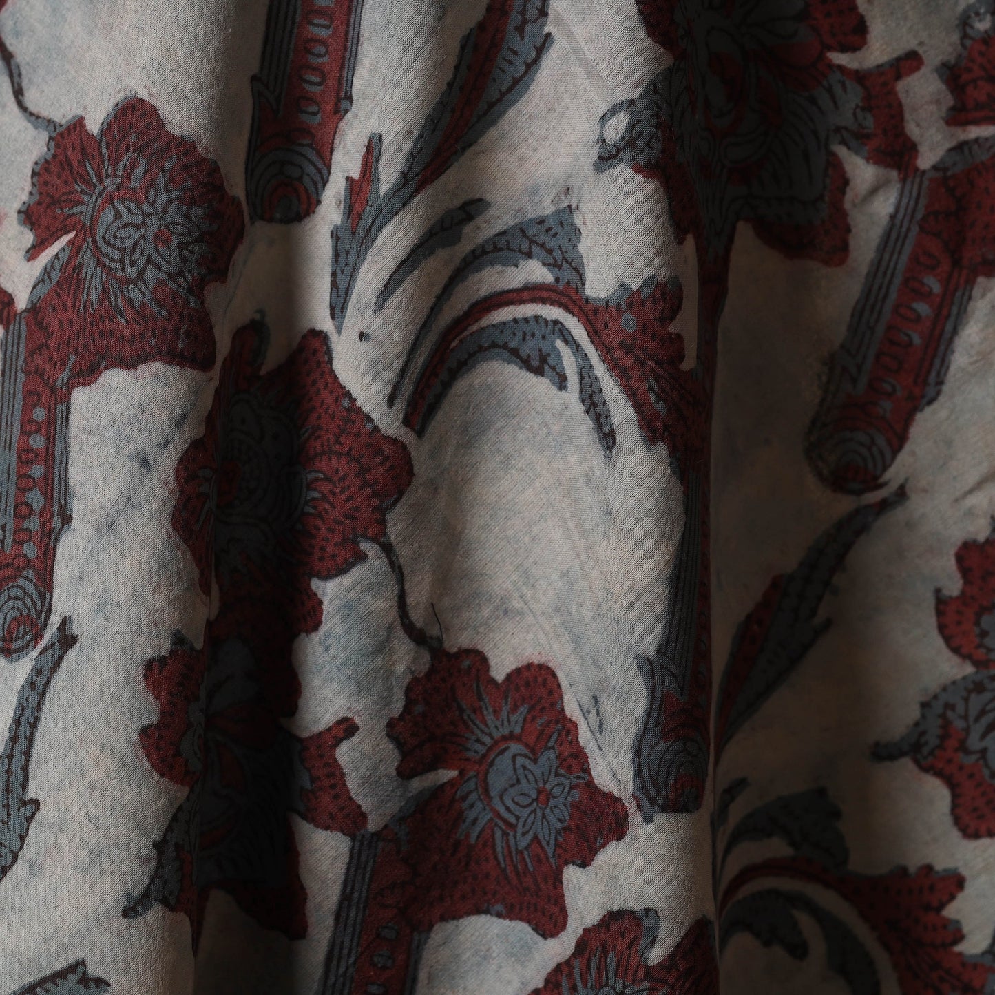 Grey - natural dyed cotton vanaspati bagru fabric 02