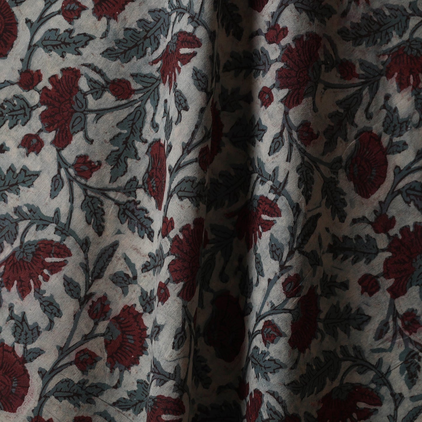 Grey - natural dyed cotton vanaspati bagru fabric 14