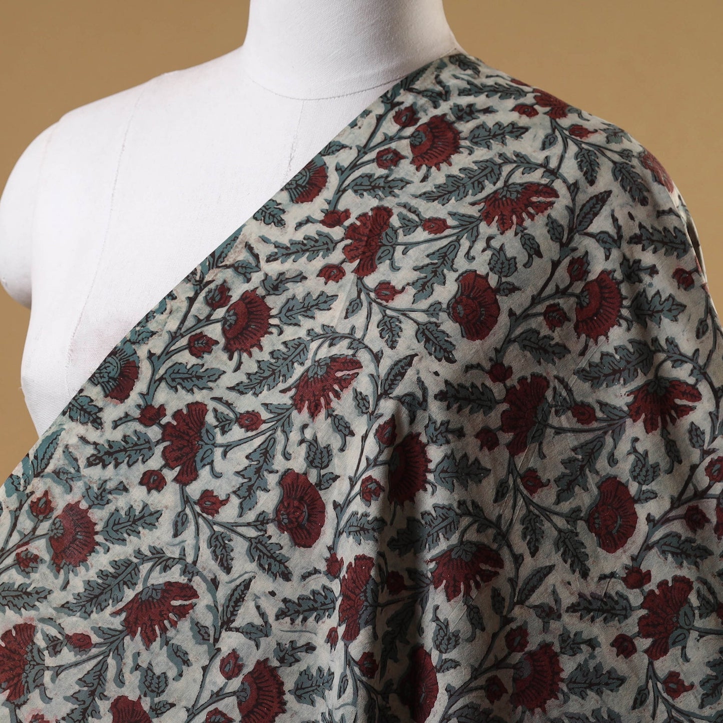 Grey - natural dyed cotton vanaspati bagru fabric 14