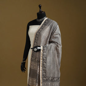Grey - natural dyed hand chanderi silk bagh dupatta 15