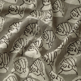 Grey - Natural Dyed Hand Block Printed Pure Cotton Fabric by Bindaas Unlimited!
