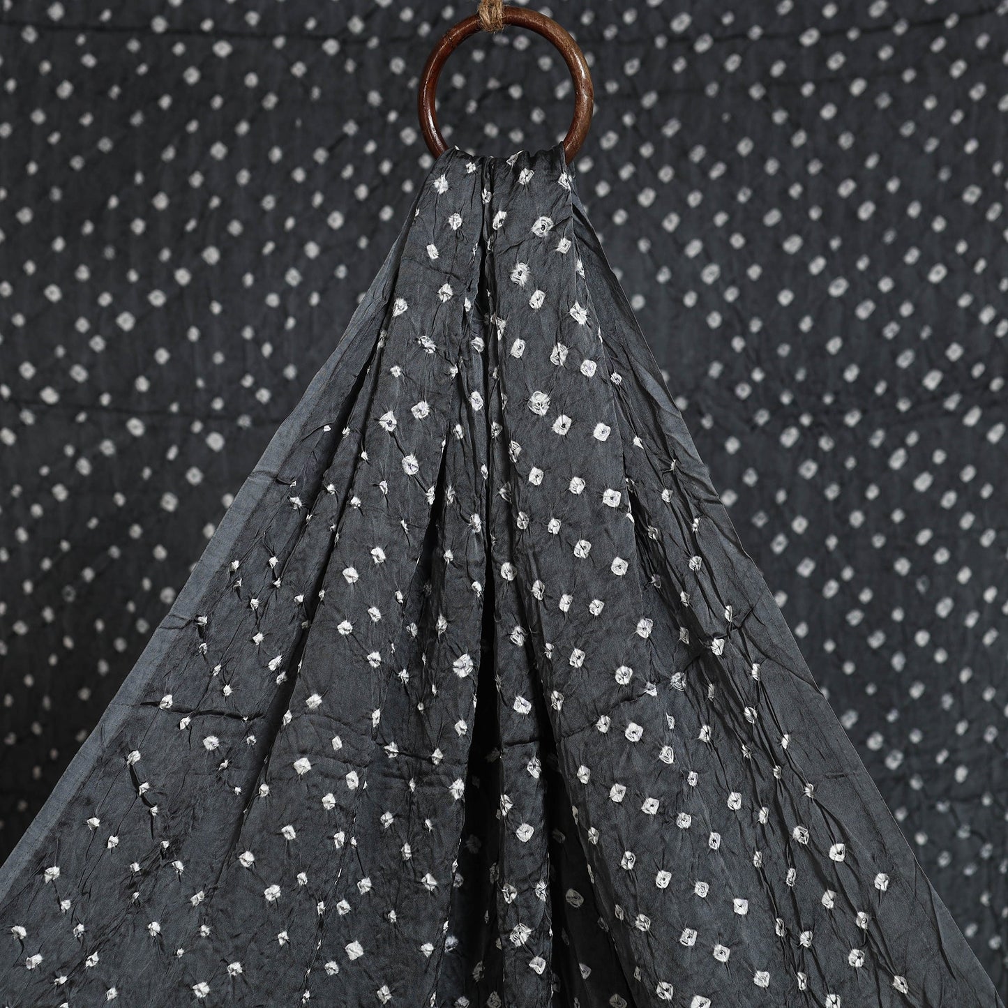 Grey - natural dyed kutch tie-dye modal silk bandhani