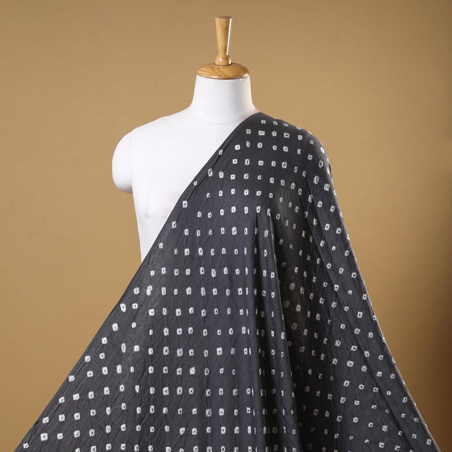 Grey - natural dyed kutch tie-dye mul cotton bandhani