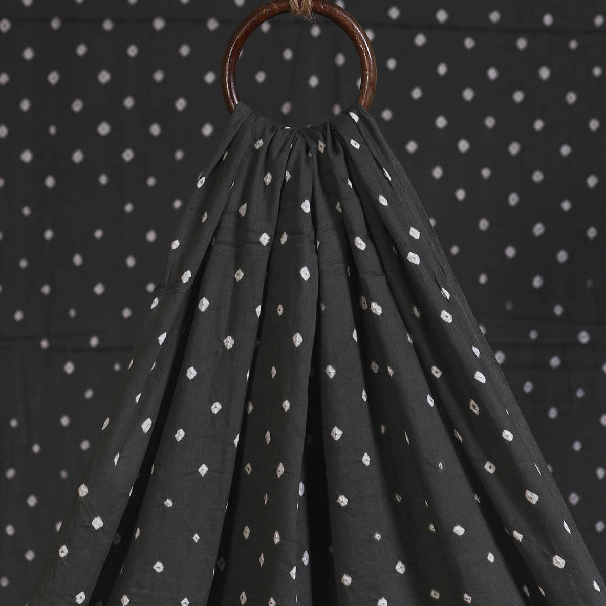 Grey - natural dyed kutch tie-dye mul cotton bandhani