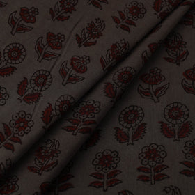 Grey Natural Dyed Mul Cotton Bagh Print Fabric