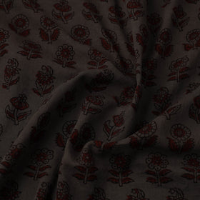Grey Natural Dyed Mul Cotton Bagh Print Fabric