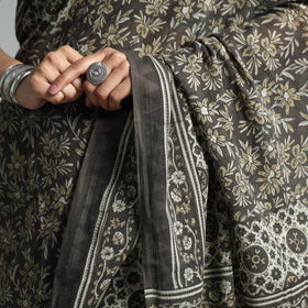  Brown Natural Dyed Block Print Mul Cotton Ajrakh Saree