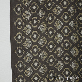  Brown Natural Dyed Block Print Mul Cotton Ajrakh Saree
