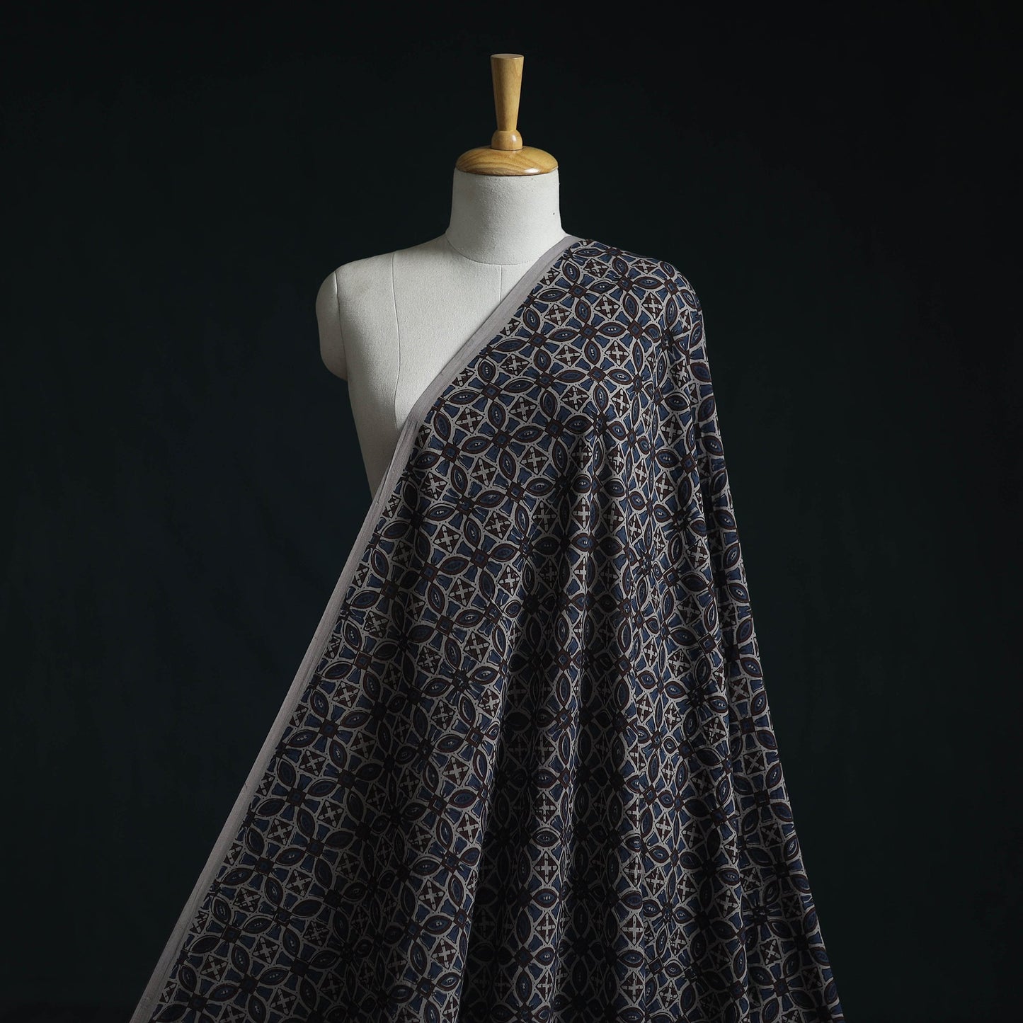 Natural dyed pure mul cotton hand block ajrakh print fabric