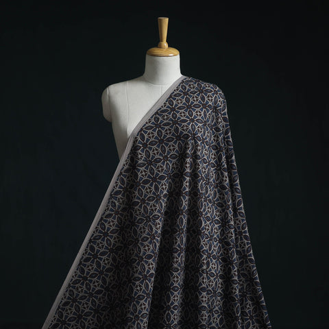 Natural dyed pure mul cotton hand block ajrakh print fabric