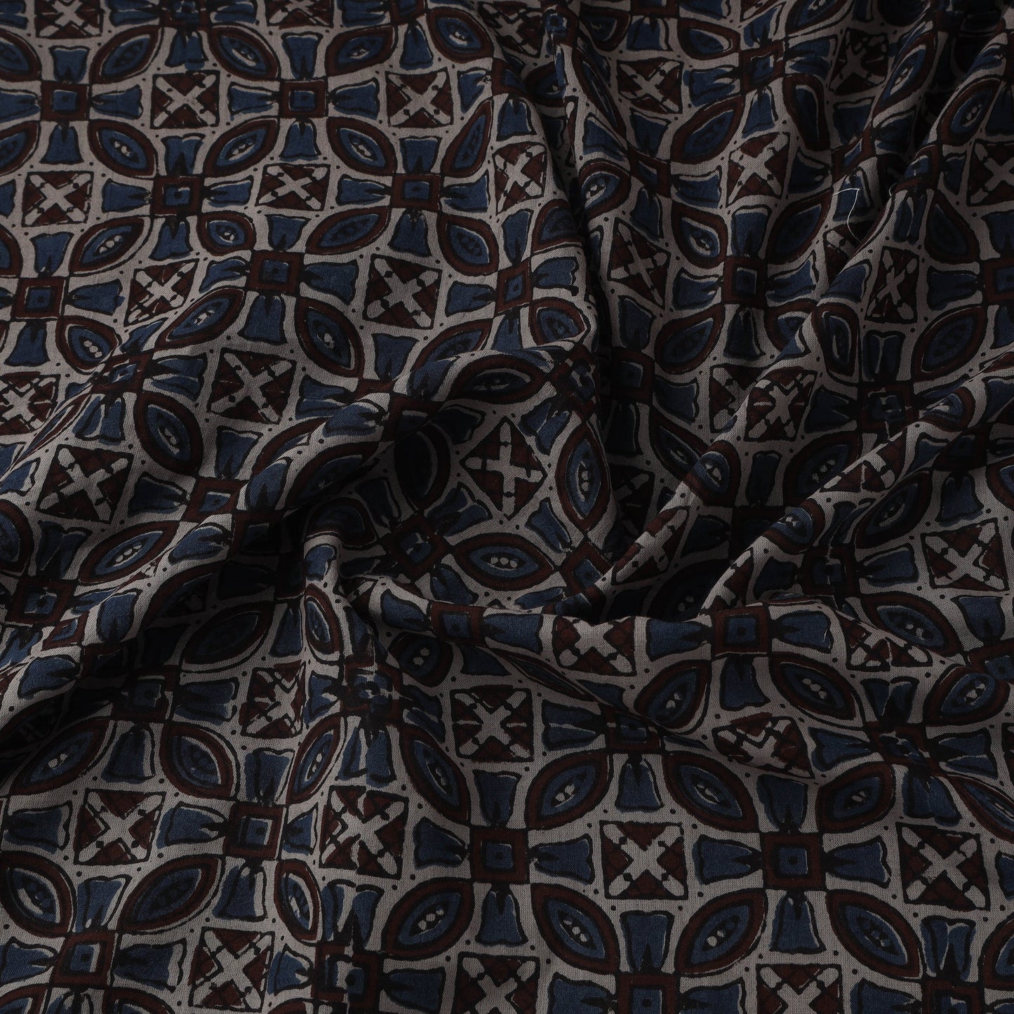 Natural dyed pure mul cotton hand block ajrakh print fabric