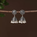 Noor German Silver Beaded Jhumki Earrings 