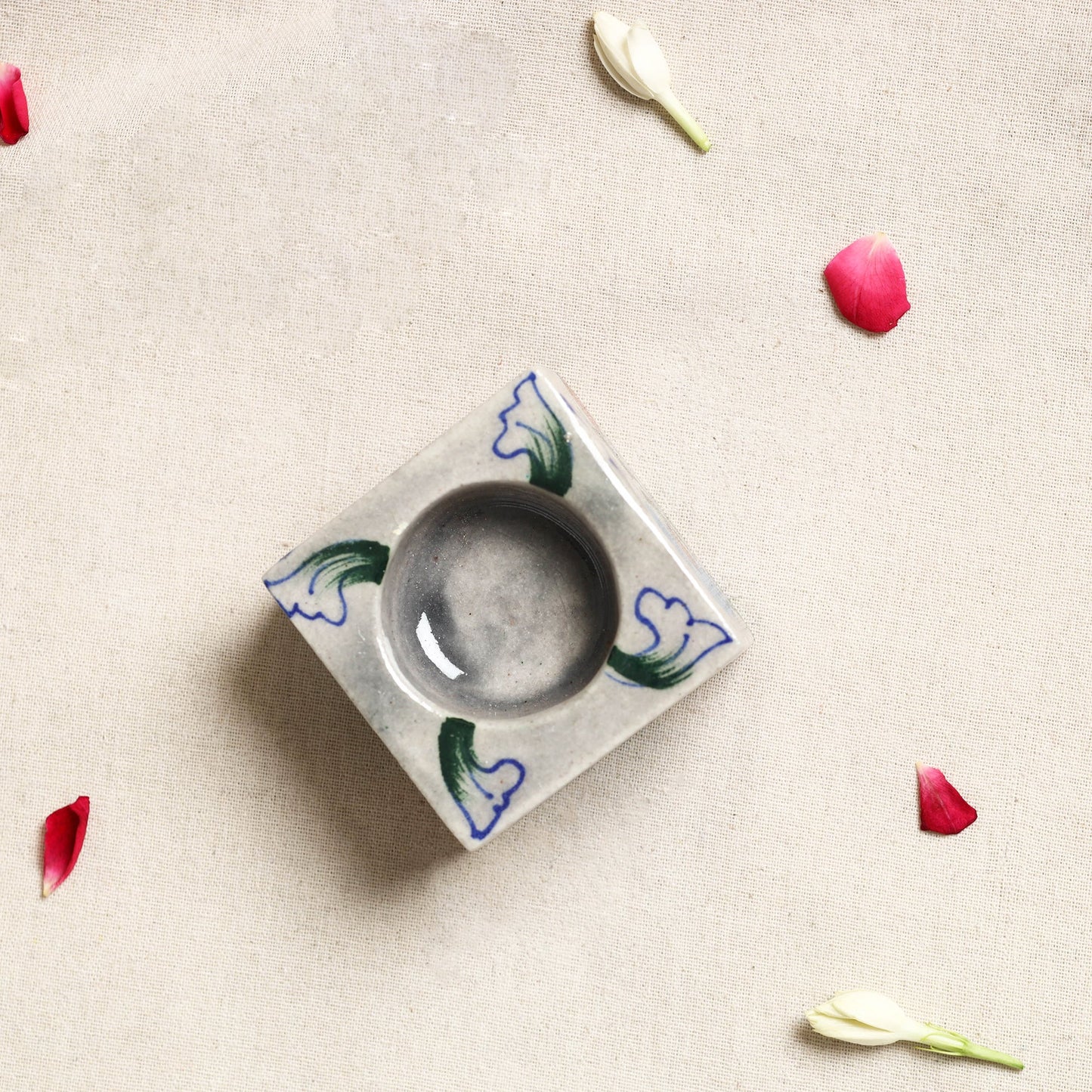  Blue Pottery Ceramic Candle Holder 