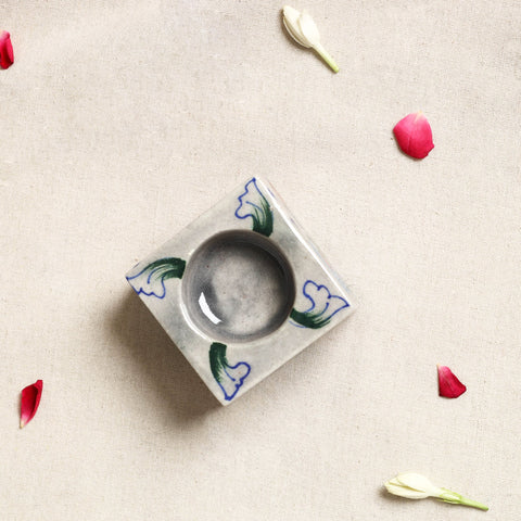  Blue Pottery Ceramic Candle Holder 