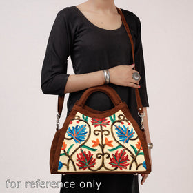  Original Crewel Hand Embroidered Hand Bag with Leather Handle 