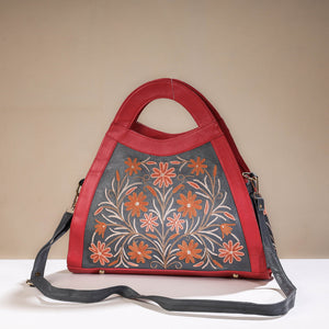  Original Crewel Hand Embroidered Hand Bag with Leather Handle 
