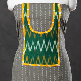 Grey - patchwork cotton jacquard unstitched kurta material