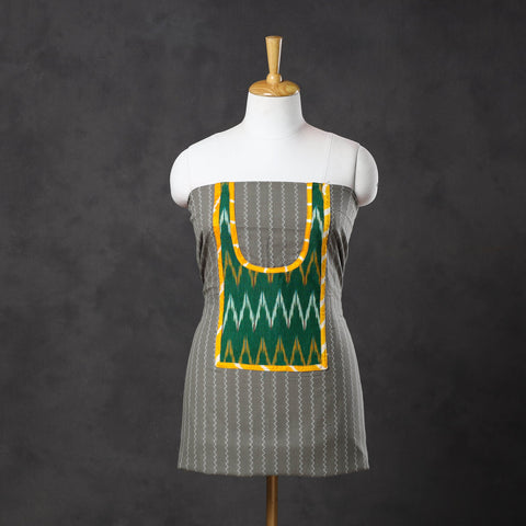 Grey - patchwork cotton jacquard unstitched kurta material