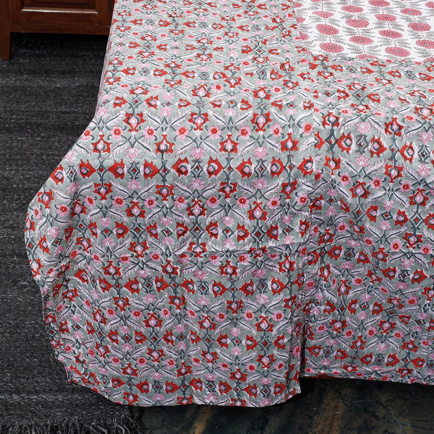 Buy Block Print Patchwork Cotton Sanganeri Bed Sheet
