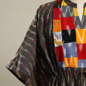 Grey - patchwork pochampally ikat cotton kaftan (short) 05