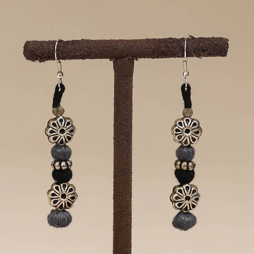 Grey - patwa thread beads earrings by kailash 32