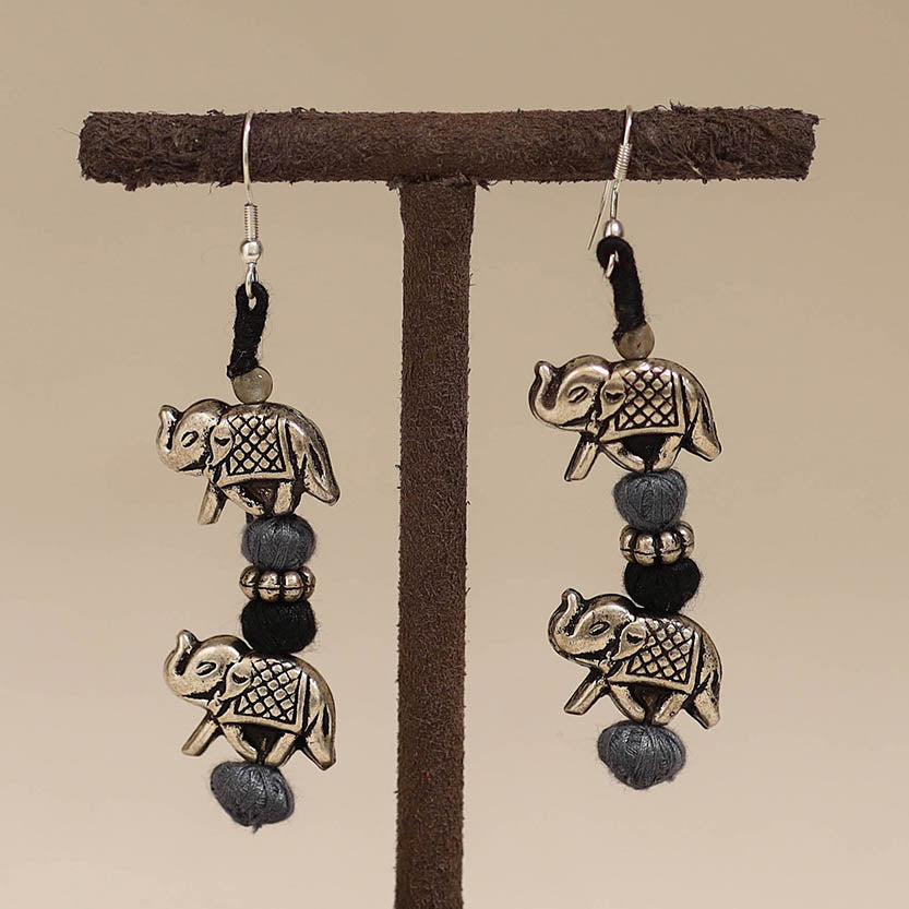 Grey - patwa thread beads earrings by kailash 36