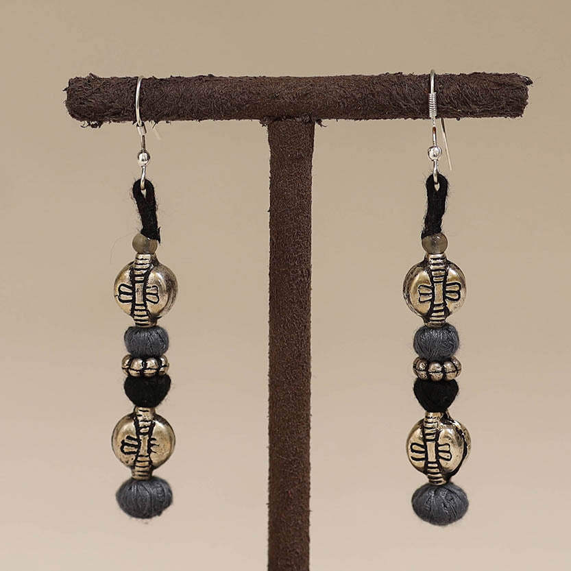 Grey - patwa thread beads earrings by kailash 45