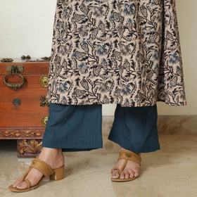 Grey - pedana kalamkari printed cotton kurta with palazzo &