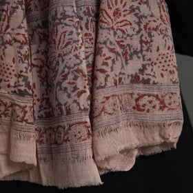 Grey Block Print Pedana Kalamkari Wool Stole 