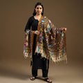 Grey Pen Work Chanderi Silk Handpainted Kalamkari Dupatta