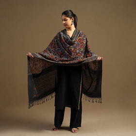 Pen Work Cotton Ikat Border Handpainted Kalamkari Dupatta