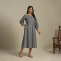 Grey - pintuck cotton jacquard dress 08 - handcrafted