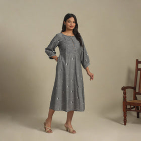 Grey - pintuck cotton jacquard dress 08 - handcrafted