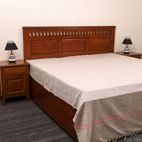 Grey - plain cotton double handloom bed cover (98 x 90 in)