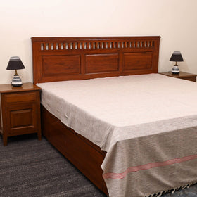 Grey - plain cotton double handloom bed cover (98 x 90 in)