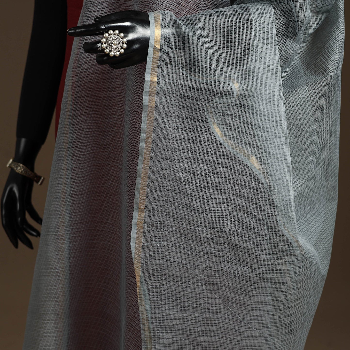 Plain cotton kota doria dupatta 22 - handcrafted