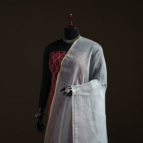 Plain cotton kota doria dupatta 34 - handcrafted