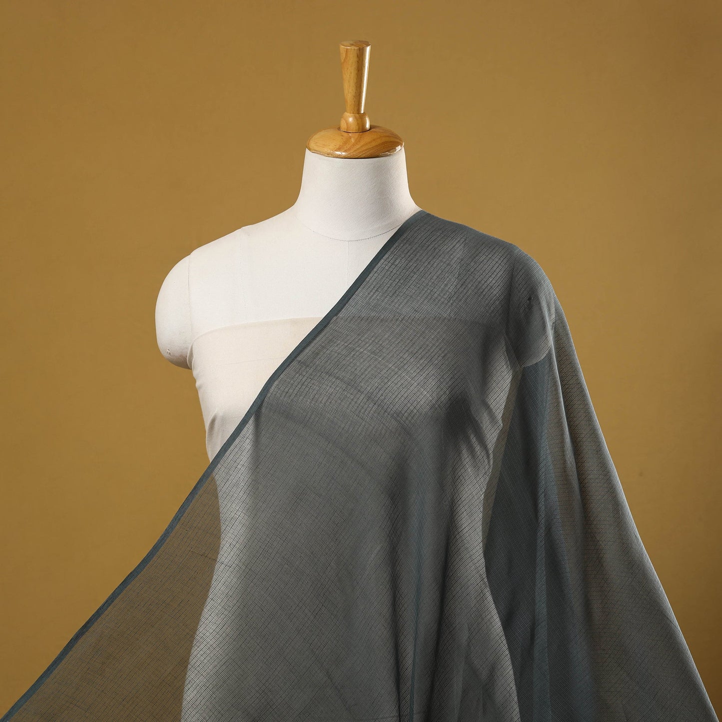 Grey Plain Cotton Kota Doria Fabric 