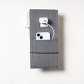 Grey Plain Cotton Mobile Charging Holder 
