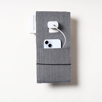 Grey Plain Cotton Mobile Charging Holder 